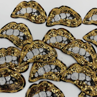 Patchs thermocollants personnalisés en sequins dorés en forme de lèvres, accessoires décoratifs pour vêtements et sacs féminins, patchs thermocollants en sequins lèvres