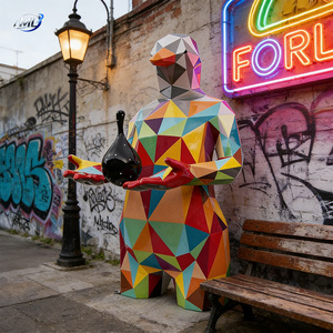 Sculpture d'oiseau géométrique à facettes peinte, statue d'art moderne, grande sculpture d'oiseau géométrique à facettes, décoration paysagère artistique - Product Image 3