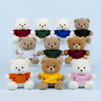 Mini ours en peluche personnalisé de 11 cm avec logo DIY sur la chemise, idéal pour cadeau promotionnel d'entreprise, souvenir de mariage ou de fête