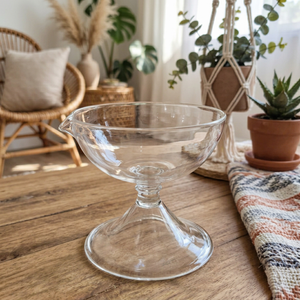 Bol de service en verre transparent de style bohème avec pied pour fruits et desserts, idéal pour les fêtes, 15 cm, cuisine et salle à manger - Product Image 1