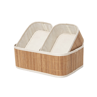 Panier de rangement en bambou tissé naturel Boîte à lunch et pique-nique de style rustique vintage