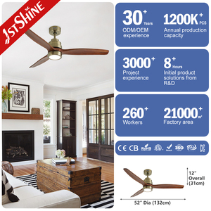 1stshine Ventilateur de Plafond Style Europe 52 Pouces en Bois Massif Décoratif Led Ventilateur de Plafond avec Lumière et Télécommande - Product Image 3