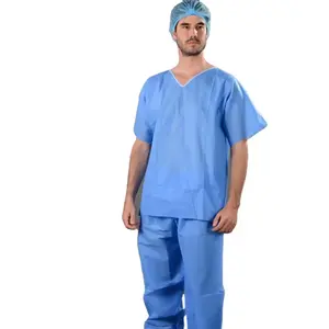 Short sleeve unisex non disposable medical scrub suits for hospital