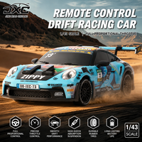 Voiture RC de drift JXC GT3RS PO4302 RTR 1/43 4WD 2,4 GHz avec télécommande entièrement proportionnelle, mini véhicule de course avec gyroscope et lumières LED