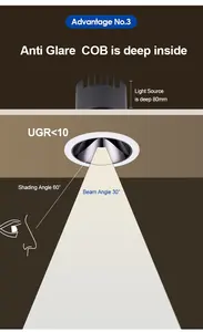 공장 가격 블랙 Led 스포트라이트 눈부광 스포트 라이트 Led 매입형 통 스포트라이트 7W 10W 벽 와셔