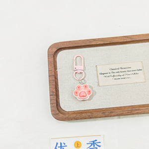 Porte-clés mignon en résine en forme de patte de chat avec clip à ressort métallique peint aux couleurs pastel dégradées, breloque de sac en forme de patte d'animal adorable - Product Image 5