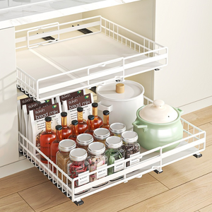 주방 캐비닛 슬라이딩 뚜껑 홀더와 팬 랙 아래 냄비 및 팬 오거나이저 꺼내기 공간 절약 - Product Image 5