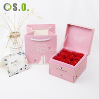 Coffret cadeau fleur rose fleurs éternelles bijoux bague pendentif collier boîte cadeau pour maman petite amie femme