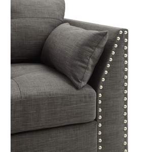 DB Laurissa Light Charcoal Linen <b>Armchair</b> with 3 Pillows <b>for</b> <b>Living</b> <b>Room</b> Decor - Product Image 4