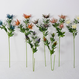 Flower Delight - Eryngium Artificial de 3 Ramas, Aipo Silvestre, Estilo Europeo, Decoración de Boda, PVC Ligero y Suave - Product Image 3
