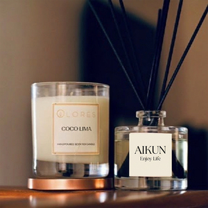 AIKUN Fabricant Grossiste – Ensemble diffuseur de parfum en verre naturel avec bâtonnets de soja pour Spa, Maison, Chambre et Salon - Product Image 1