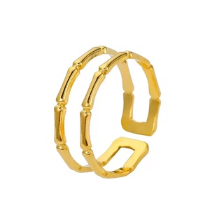 Bague Ins Hip-Hop Européenne et Américaine <span class=keywords><strong>Plaqué</strong></span> <span class=keywords><strong>Or</strong></span> <span class=keywords><strong>18K</strong></span> pour Femme, Bague Empilable Quotidienne Tendance, Bijou Cadeau Élégant - Product Image 5
