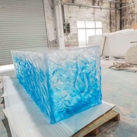 Table basse en résine personnalisée, comptoir de bar artistique, rétroéclairage LED, sur mesure, décoration pour hôtel, bar, boîte de nuit