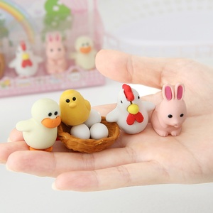 4 pièces/boîte Gommes à effacer en forme d'animaux de la ferme mignons et amusants, papeterie créative pour étudiants, gommes à effacer pour crayons, cadeaux pour enfants, fournitures scolaires - Product Image 4