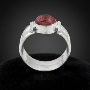 925 Silver Plated Garnet <b>Ring</b> Bezel <b>Set</b> Round Natural Stone Rustic Style Unisex Gemstone <b>Ring</b> for Daily Wear - Product Image 1