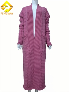 <span class=keywords><strong>Cardigan</strong></span> Lungo da Donna Invernale 2026 in Maglia Intrecciata Tinta Unita con Tasche, Maglione Spesso alla Moda - Product Image 4
