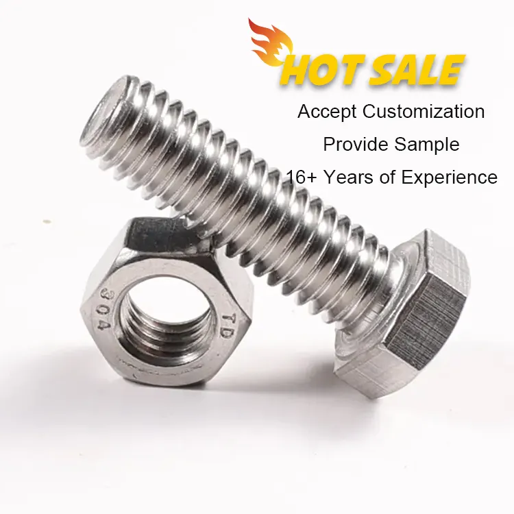 Factory Stock Custom M3 M5 M6 M8 M10 M12 M16 Stainless steel A2 A4 DIN931 Hex Nut And Bolt Manufacturers With Washer