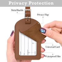 Étiquettes de bagage de voyage de luxe en cuir véritable souple, faites à la main, durables, pour sac à dos, valise, sac à main, élégantes et protectrices de la vie privée