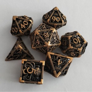 Lot de dés polyédriques personnalisés avec logo, 19 mm, noirs, pour jeux de table Dungeons and Dragons, ensemble de dés <span class=keywords><strong>RPG</strong></span>, ensemble de dés métalliques D&D - Product Image 3