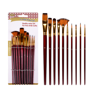 Xinbowen Usine Nouveau 10 Pièces Durable Lisse Manche En Bois En Nylon Cheveux Aquarelle Artiste Peinture Pinceau Ensemble - Product Image 5