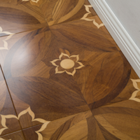 Parquet en bois d'ingénierie multicouche à motif feuille de lotus, parquet en chêne d'ingénierie pour villa