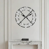 Reloj de Pared Colgante de Metal Rústico con Patrón Geométrico Abstracto, Funciona con Batería, 20 Pulgadas, Agujas Blancas, Estilo Antiguo, Venta al Por Mayor