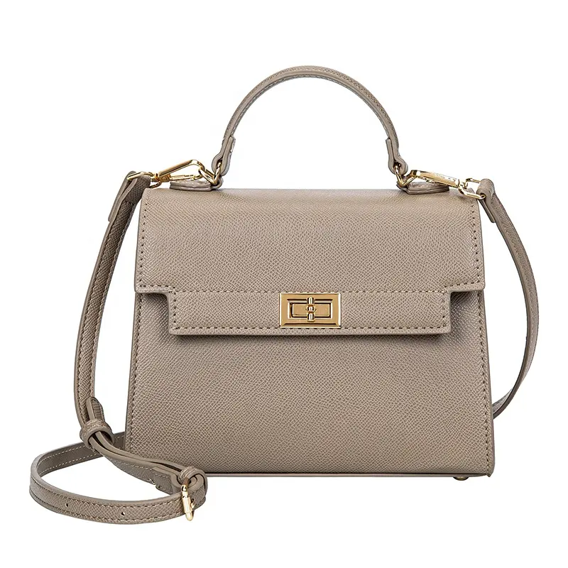 Bolsa de mão clássica de couro vegano com aba, sacola com alça superior para mulheres, designer de moda clássico de 2024, sacola com alça superior