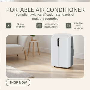 Climatisation <span class=keywords><strong>mobile</strong></span> en plastique portable de 14 000 BTU à haute capacité de refroidissement pour la maison, le bureau, l'hôtel - Unité pratique à faible bruit - Product Image 1