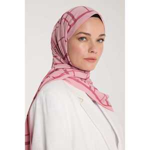 Écharpe en soie satinée rose de luxe, motif carré personnalisé, points avec dessin animé personnalisé pour la saison printemps-été - Product Image 2