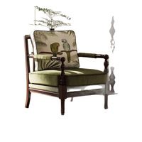 Fauteuil d'angle vintage de luxe en bois massif, rembourré en tissu, personnalisable, pour salon, meubles de salon