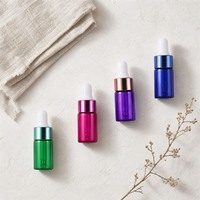 Botol Sampel Kosmetik Kaca Pipet Tetes Tutup Berwarna Botol Mini Kosong Grosir Pemasok Massal OEM ODM Logo Kustom
