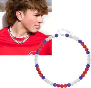 Soft pottery cross-border new men's colorful diamond ball necklace  hip-hop competitive ball fashion athlete star decorationlady