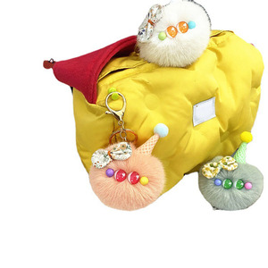 7.5cm Ice Cream Keychain Cartoon Bling Plush Doll Bowtie Bag Pendant Doll Pendant Accessories Gift