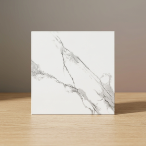 Azulejos de Cerámica para Piso con Aspecto de Mármol Blanco, 40x40cm, Acabado Mate Liso, Porcelana Premium para Interiores de Villas - Product Image 1
