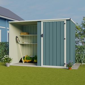 Cobertizo Metálico de Fábrica EF0804(B)-H162, Cobertizo de Almacenamiento para Jardín Exterior con Estantes, Cobertizo de Metal para Patio Trasero, Cuarto de Utilidades - Product Image 4