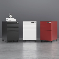 Classeur mobile à 3 tiroirs Meuble mobile sur pied en acier avec serrure à point central et coussin Armoire à roulettes