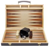 Jeu de backgammon de luxe Cascadia de 17 pouces, en bois avec incrustations individuelles, pièces d'échecs en bois naturel, gobelet à dés en bois, jeu de table pour enfants