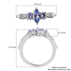 เครื่องประดับเงินแท้ 925 คลาสสิก แหวนแต่งงานสำหรับผู้หญิง ประดับเพชรทรงหยดน้ำ 1.40 กะรัต แทนซาไนต์ธรรมชาติ ประดับเพชรซิคอนทรงฮาโล - Product Image 3