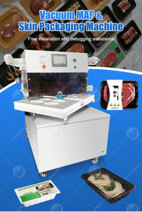 Machine d'emballage sous vide à <span class=keywords><strong>double</strong></span> chambre pour aliments cuisinés, viande, bœuf, avec plateau de film étirable automatique - Product Image 6