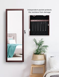 <span class=keywords><strong>Espejo</strong></span> de Pared con Iluminación LED Marrón de Gran Capacidad, Armario Organizador de Joyas con <span class=keywords><strong>Espejo</strong></span> de <span class=keywords><strong>Cuerpo</strong></span> <span class=keywords><strong>Entero</strong></span> - Product Image 5