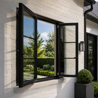 Ventanas Corredizas Modernas con Marco Negro de Aluminio para Casa con Mosquitera