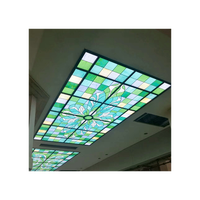 Dôme de plafond sphérique décoratif en vitrail, hémisphère, triple isolation, dôme en verre trempé, puits de lumière avec motif en mosaïque