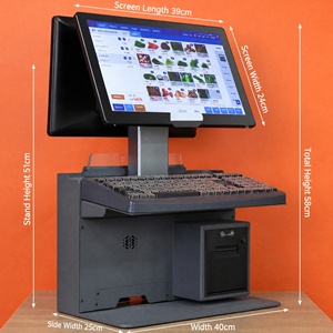 Heavy Duty 15.6" Dual Screen POS Workstation 80mm Auto Cutter <b>Printer</b> for Chain Supermarket Hypermarket Shopping Complex - Product Image 3