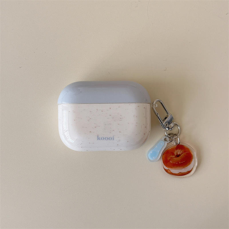 Pendentif bagel éclaboussure d'encre bleue et blanche