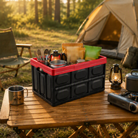 Boîte de rangement pliable de grande capacité 120L pour le camping, organisateur de coffre de voiture multifonctionnel pliable, caisse de rangement en PP avec couvercle pour les voyages