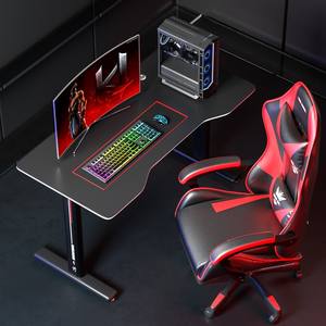 โต๊ะทำงานที่บ้านโต๊ะใหญ่พิเศษทันสมัยตามหลักสรีรศาสตร์สีดำ PC โต๊ะทำจากคาร์บอนไฟเบอร์เวิร์คสเตชั่นสำหรับนักเล่นเกมพร้อมที่วางถ้วย - Product Image 3