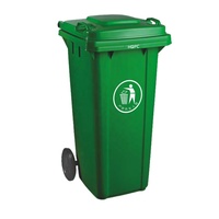 Grande poubelle de cuisine de 120 litres Poubelle en plastique avec roues et couvercles Poubelle verte