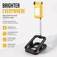 Lampe de travail télescopique rechargeable à LED avec batterie remplaçable, clip magnétique rotatif à 360°, lampe de réparation