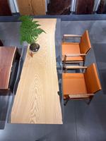 Ensemble de table à manger moderne en bois de frêne avec bordure naturelle + résine époxy assemblée pour la maison, le bar et les repas