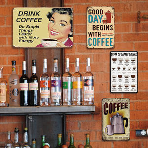 Targa in Metallo Regalo per Amanti del Caffè, Decorazione Cappuccino Americano Latte per Cucina Ufficio Caffetteria - Product Image 3